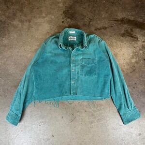 Vintage 90a Briggs & Riley blue corduroy button up cropped shirt Men's Size L